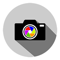 Free Camera in a Circle with a Long Shadow Vector Icon
