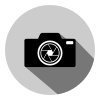Free Camera in a Circle with a Long Shadow Vector Icon