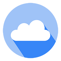 Free Blue Cloud in a Circle with a Long Shadow Vector Icon