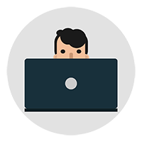 Free Man Working on a Laptop Vector Icon
