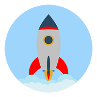 Free Rocket in a Circle with Clouds Vector Icon